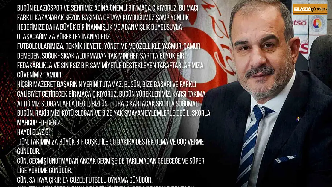 Başkan Alan, 'Gün sahaya çıkıp, en güzel futbolu oynama günüdür'