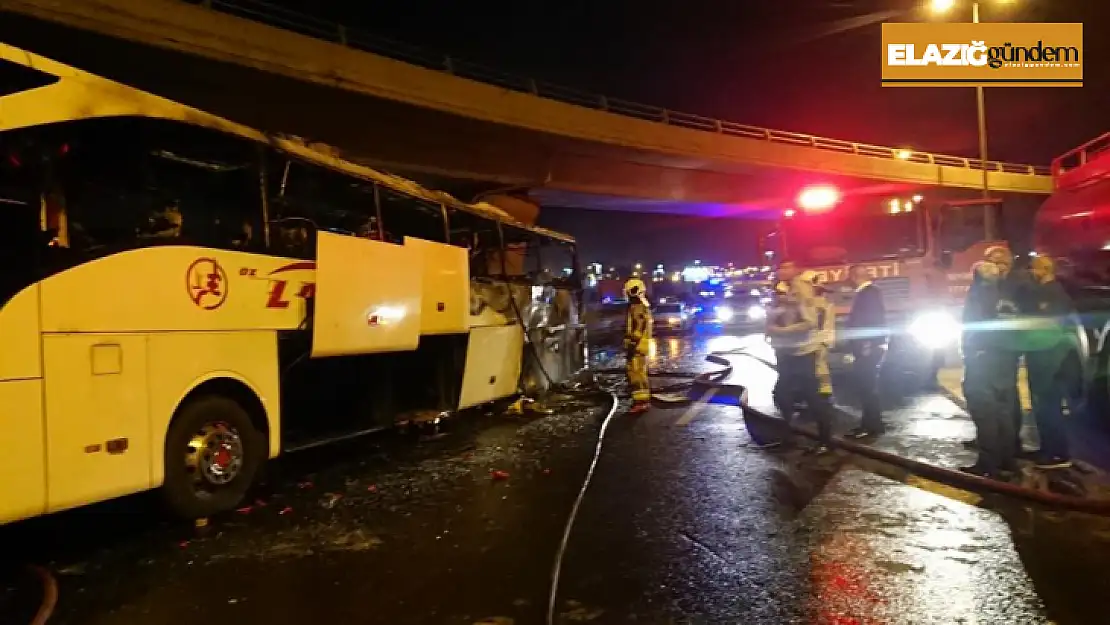 Elazığ'a ait yolcu otobüsü Ankara'da yandı