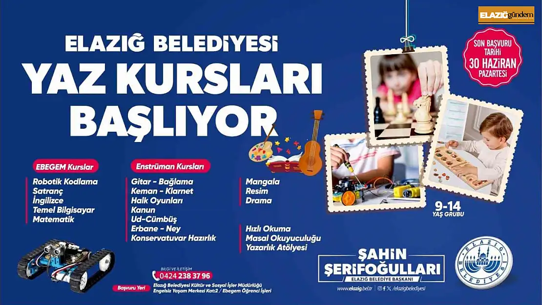 Elazığ Belediyesi yaz kursları başlıyor