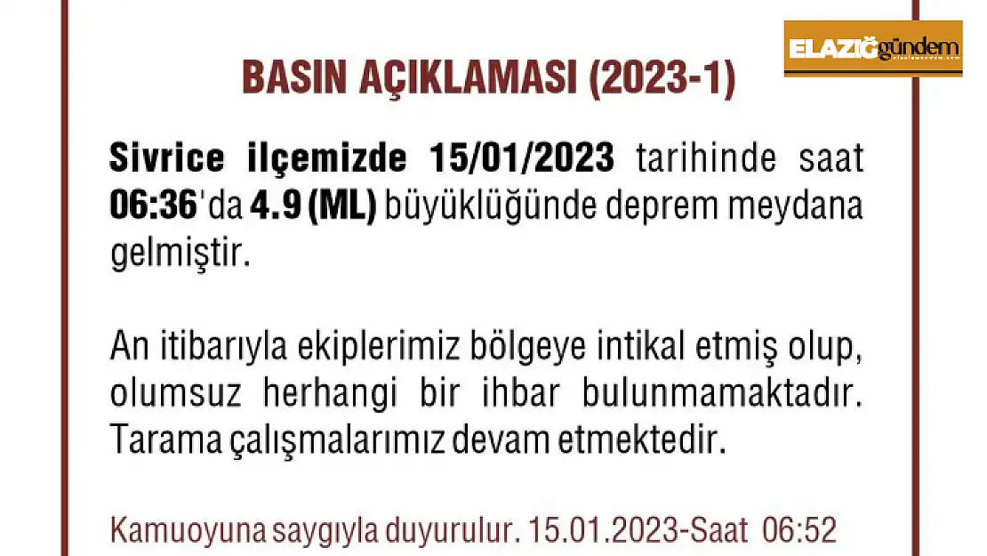 Elazığ'da 23 artçı deprem yaşandı