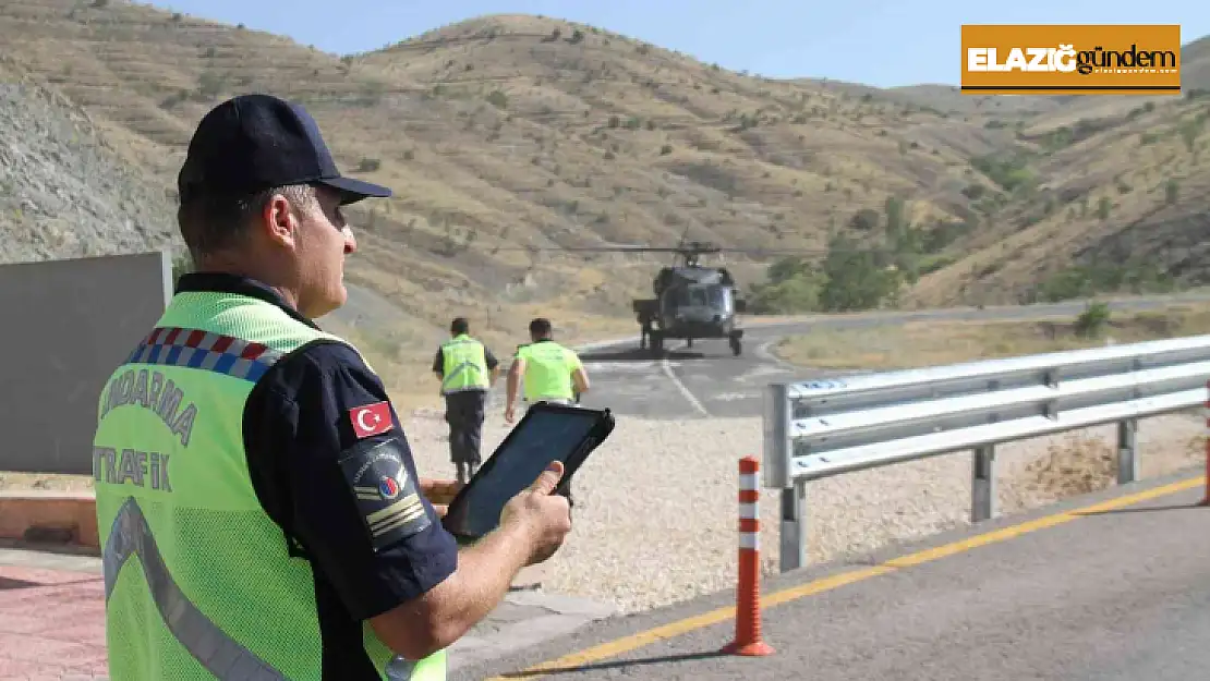 Elazığ'da bayram tatili dönüşü helikopter destekli trafik denetimi