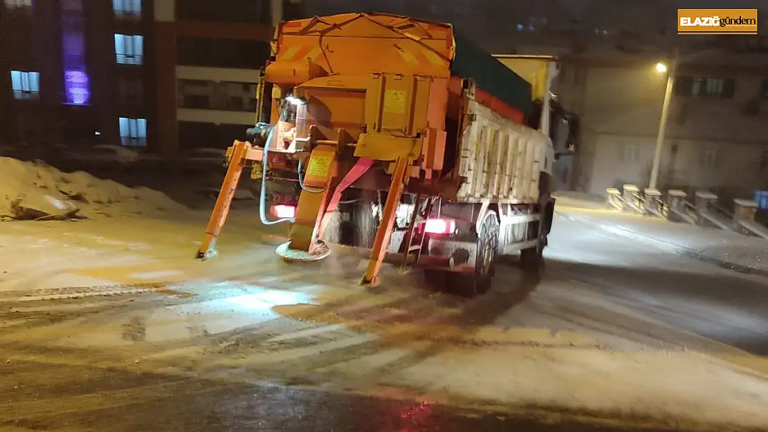 Elazığ'da buzlanmaya karşı tuzlama çalışması