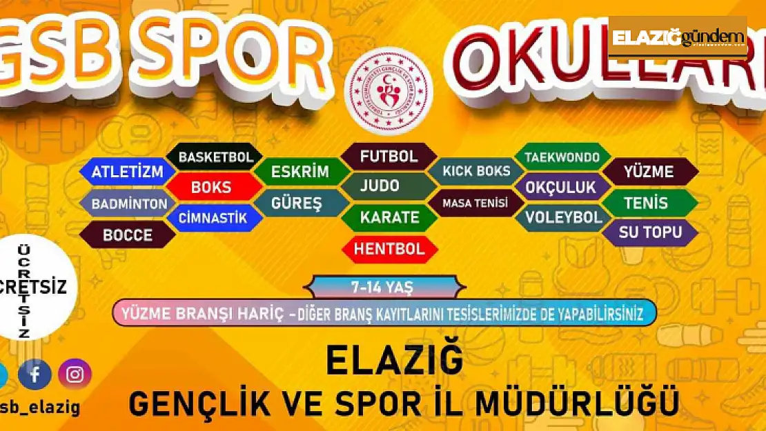 Elazığ'da GSB Spor Okulları kayıtları başladı