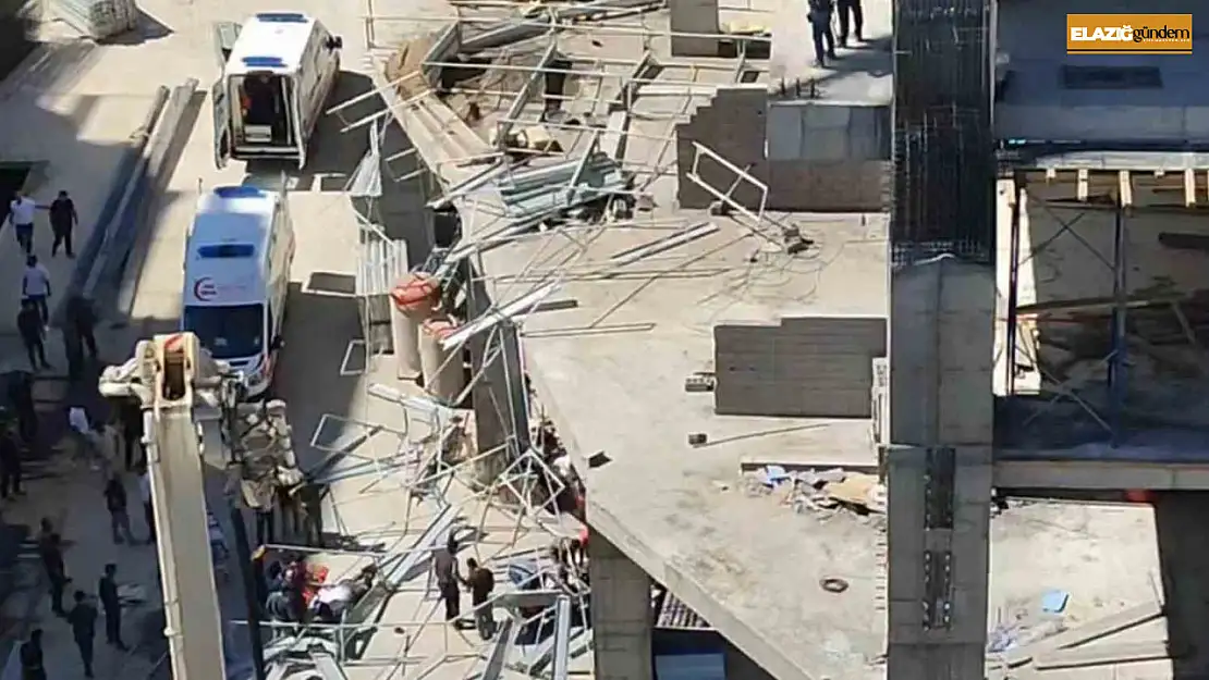 Elazığ'da inşaatın iskelesi çöktü: 2 işçi yaralandı
