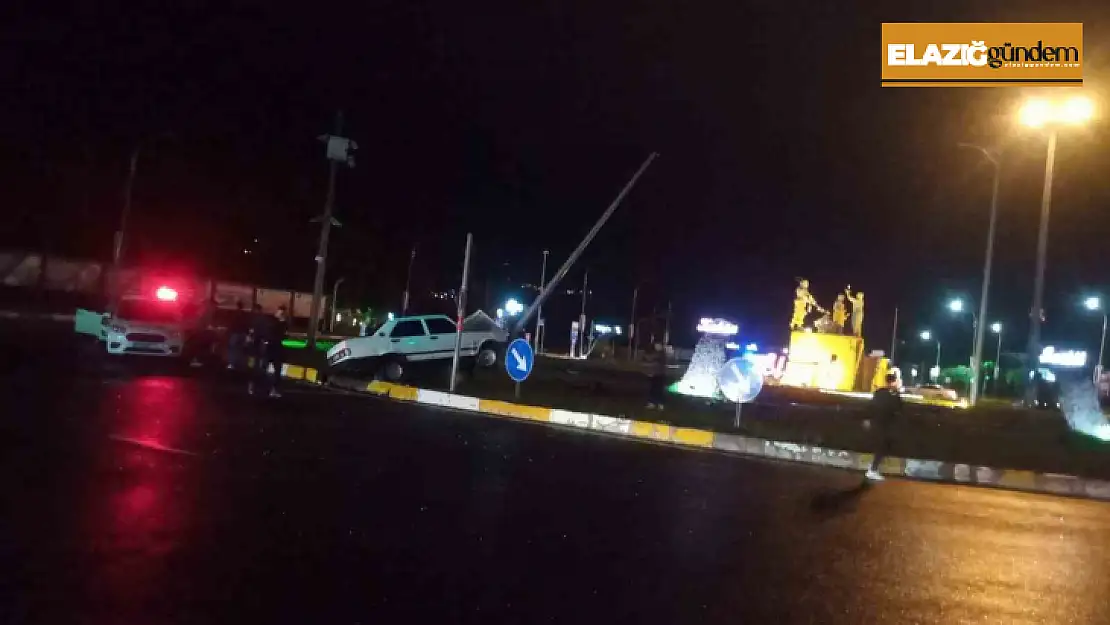 Elazığ'da otomobil aydınlatma direğine çarptı: 1 yaralı