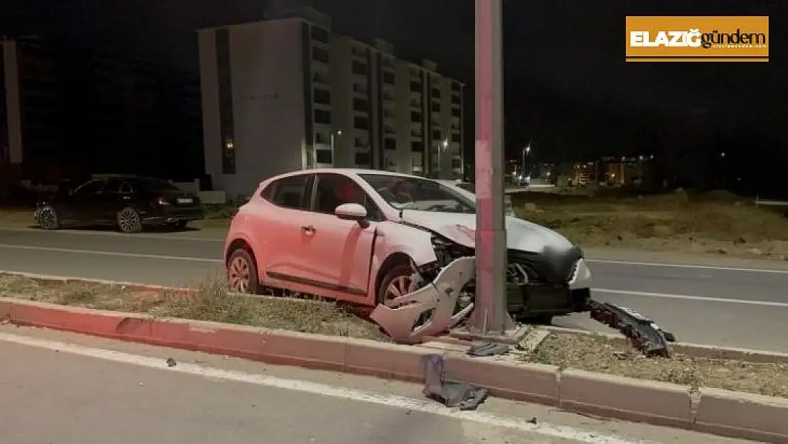 Elazığ'da otomobil aydınlatma direğine çarptı: 1 yaralı