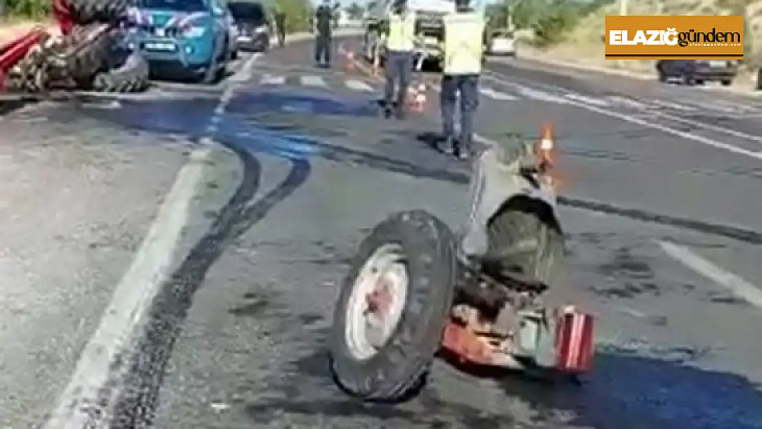 Elazığ'da otomobil ile çarpışan traktör ikiye bölündü:  2 yaralı