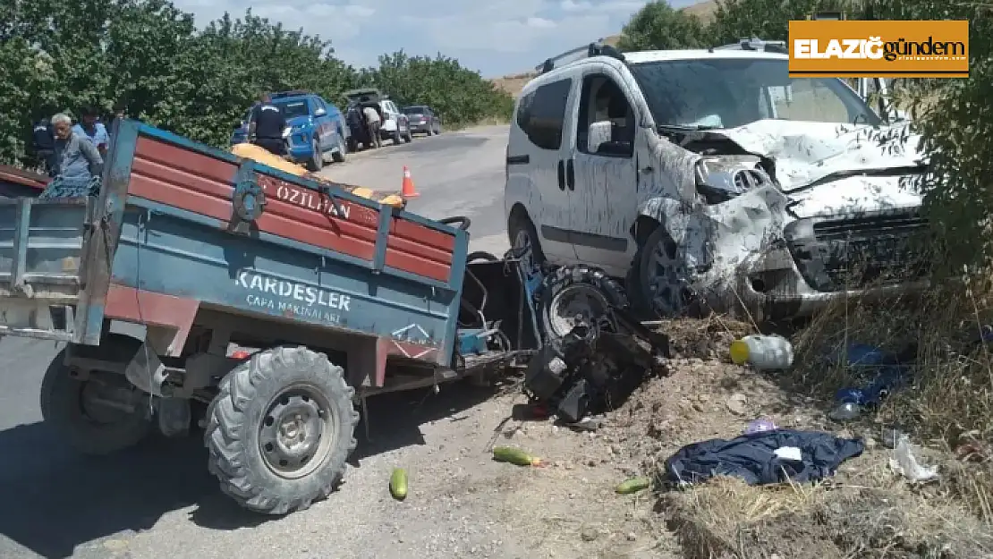 Elazığ'da römorklu çapa makinesi ile hafif ticari araç çarpıştı: 2 yaralı