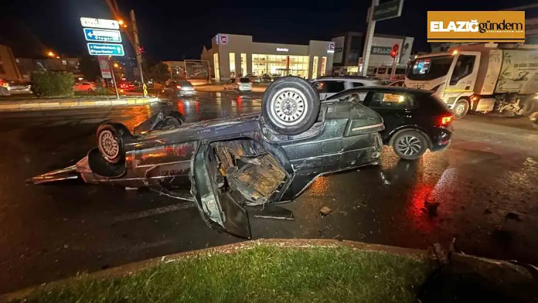 Elazığ'da ters dönen otomobil yandı: 1 yaralı