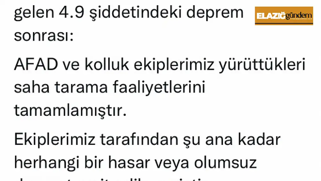 Elazığ Valisi Toraman, 'Saha tarama faaliyetlerini tamamlamıştır'