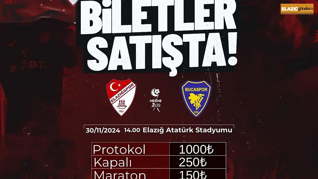 Elazığspor - Bucaspor 1928 maçı biletleri satışta