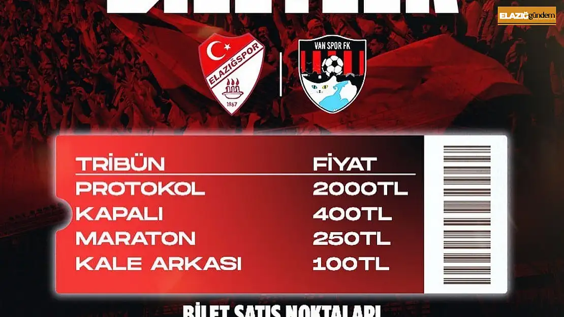 Elazığspor - Vanspor FK rövanş maçı biletleri satışta