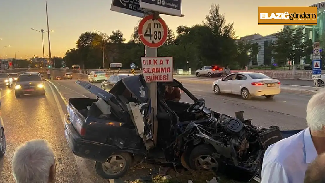 Hurdaya dönen araçtan sağ çıktı