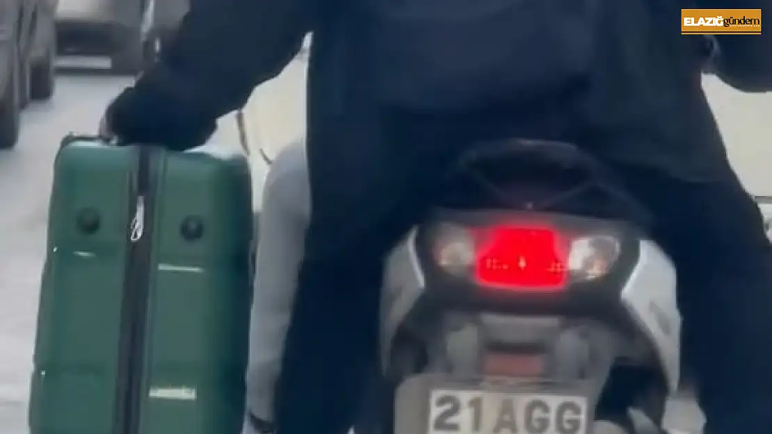 Motosiklet ile valiz taşıma yönetimi görenleri şaşırttı