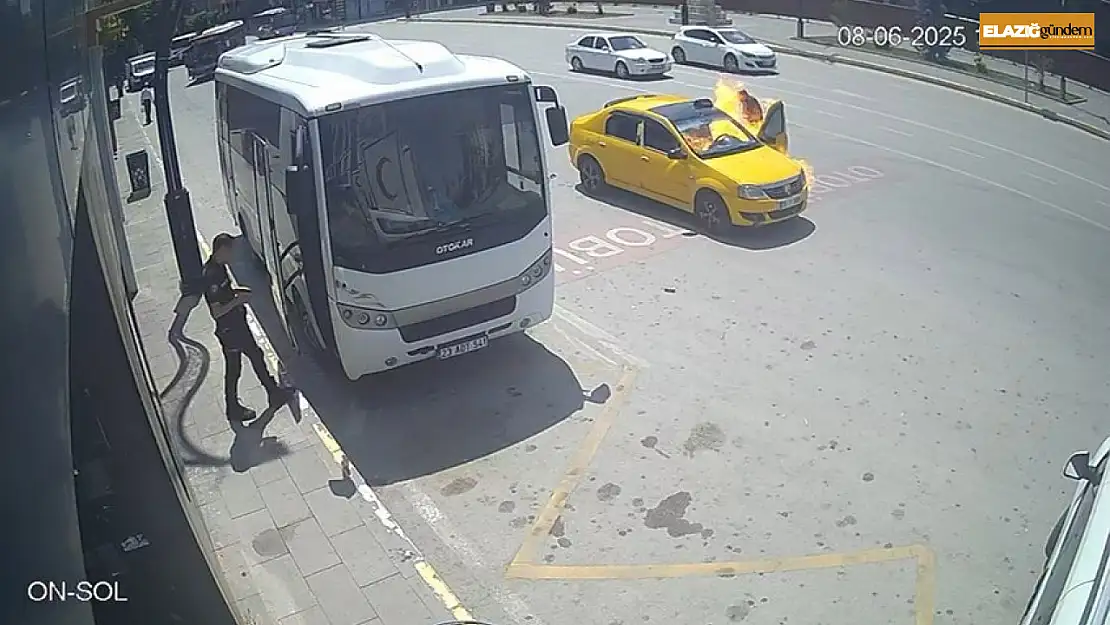Sürücünün yanmaktan saniyelerle kurtulduğu an kamerada