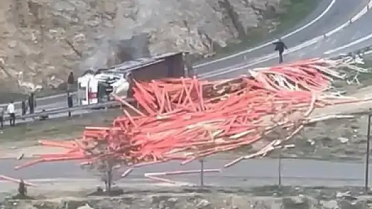 Elazığ'da virajı alamayan kanyom devrildi: 1 yaralı