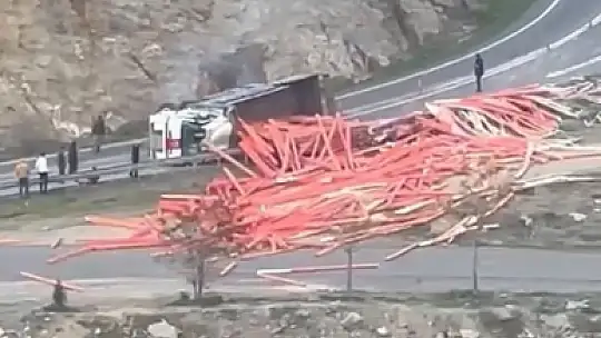Elazığ'da virajı alamayan kanyom devrildi: 1 yaralı