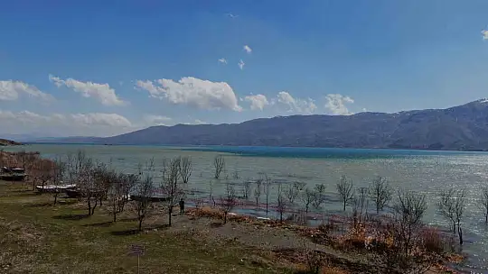 Hazar Gölü'nün kıyısı renk değiştirdi