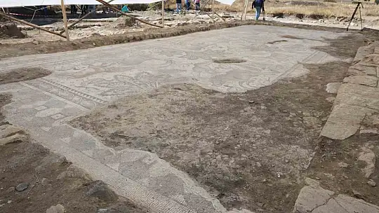 Türkiye'de bir ilk: Tek parça halinde 84 metrekarelik mozaik gün yüzüne çıkarıldı