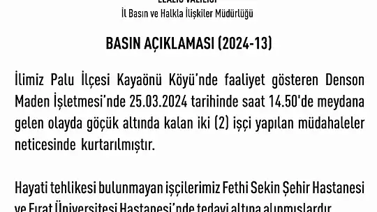 Valilikten göçük açıklaması