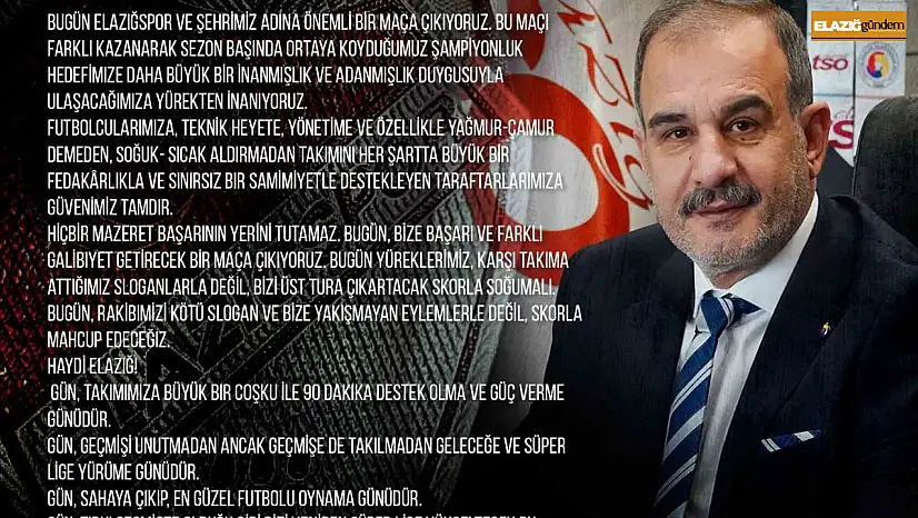Başkan Alan, 'Gün sahaya çıkıp, en güzel futbolu oynama günüdür'