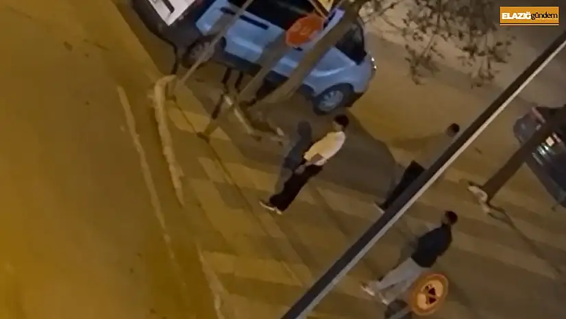 Elazığ'da otobüs durağının camlarını kıran şüpheliler kamerada