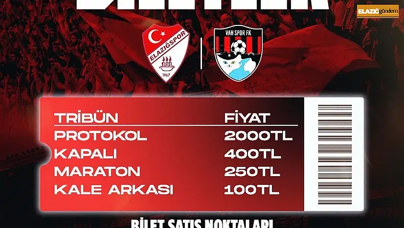 Elazığspor - Vanspor FK rövanş maçı biletleri satışta