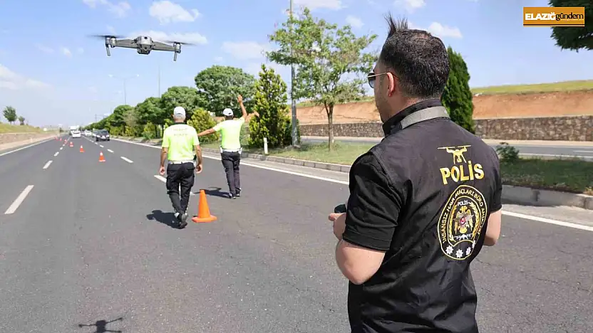 Elazığ'da bayram öncesi dron destekli trafik denetimi